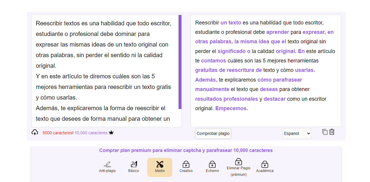 reescribir textos online